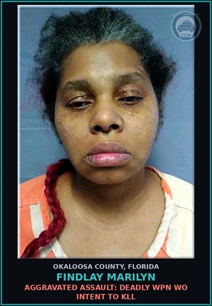 CCW arrest card for Findlay Marilyn in Okaloosa County: BATTERY: CAUSE BODILY HARM (DOMV)
