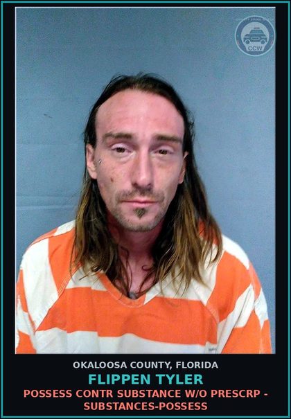 CCW arrest card for Flippen Tyler in Okaloosa County: POSSESS contr substance W/O PRESCRIPTION - DRUGS-POSSESS