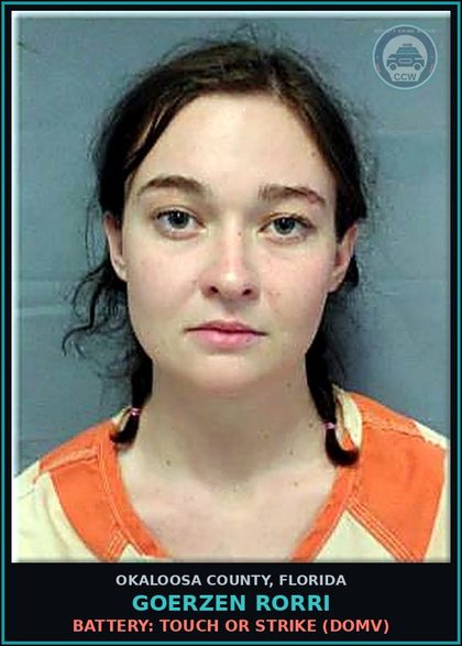 CCW arrest card for Goerzen Rorri in Okaloosa County: BATTERY: TOUCH OR STRIKE (DOMV)
