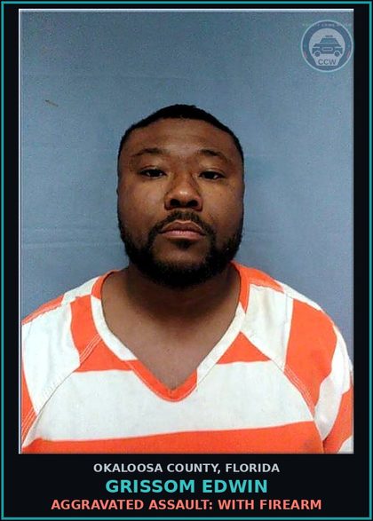 CCW arrest card for Grissom Edwin in Okaloosa County: CRUELTY TOWARD chld-ABUSE chld WO BODILY HARM