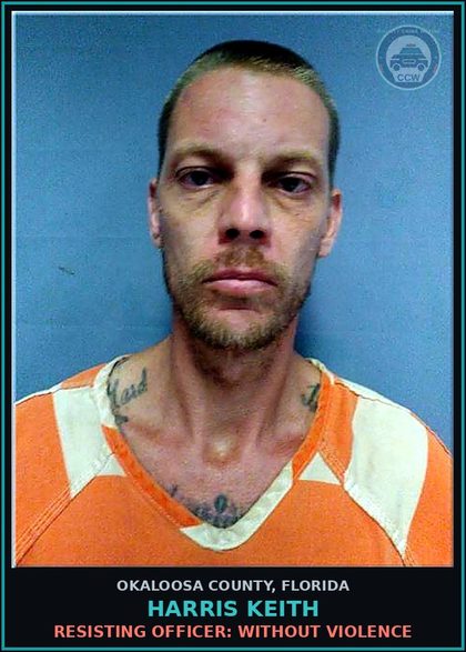 CCW arrest card for Harris Keith in Okaloosa County: Loitering Or Prowling