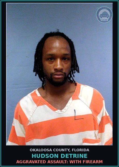 CCW arrest card for Hudson Detrine in Okaloosa County: Improper Exhibit Firearm Or Dangerous Weapon
