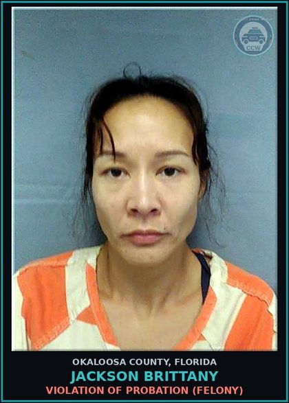 CCW arrest card for Jackson Brittany in Okaloosa County: VIOLATION OF PROBATION (FELONY)