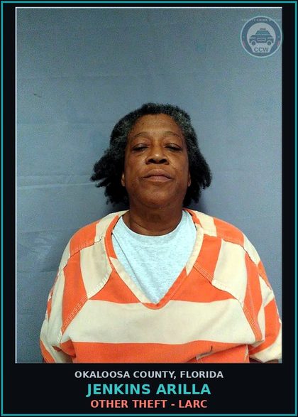 CCW arrest card for Jenkins Arilla in Okaloosa County: OTHER THEFT - LARC