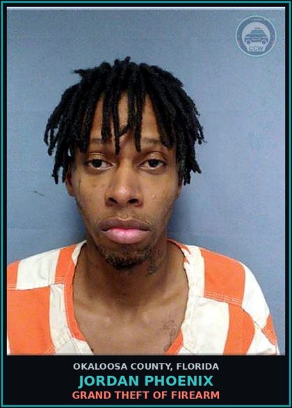 CCW arrest card for Jordan Phoenix in Okaloosa County: VIOLATION OF PROBATION (FELONY)