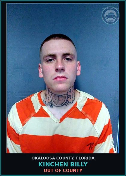 CCW arrest card for Kinchen Billy in Okaloosa County: Out of County