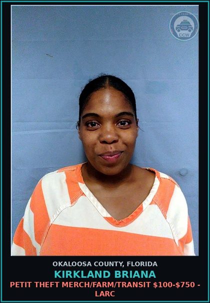 CCW arrest card for Kirkland Briana in Okaloosa County: FAILURE TO APPEAR - MISD