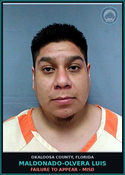 CCW arrest card for Maldonado-Olvera Luis in Okaloosa County: FAILURE TO APPEAR - MISD