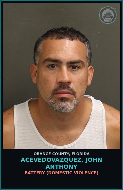 CCW arrest card for ACEVEDOVAZQUEZ, JOHN ANTHONY in Orange County: BATTERY (DOMESTIC VIOLENCE)