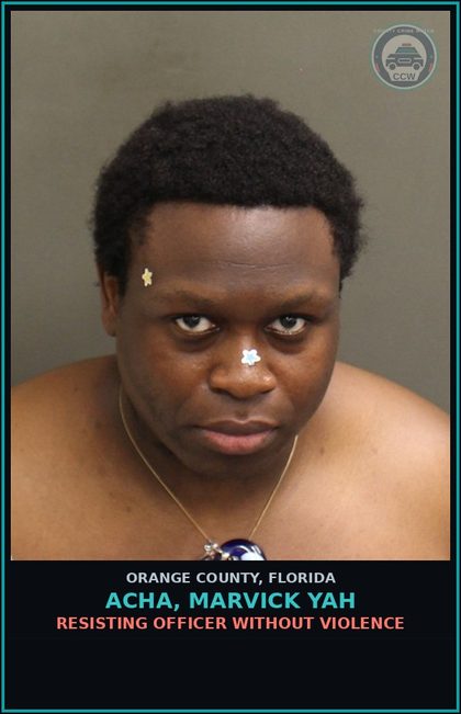 CCW arrest card for ACHA, MARVICK YAH in Orange County: RESISTING OFFICER WITHOUT VIOLENCE