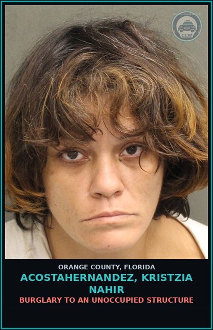 CCW arrest card for ACOSTAHERNANDEZ, KRISTZIA NAHIR in Orange County: POSSESSION OF contr substance