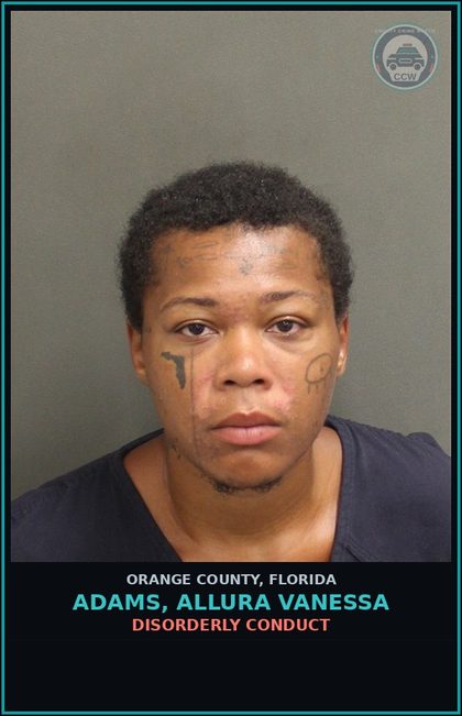 CCW arrest card for ADAMS, ALLURA VANESSA in Orange County: DISORDERLY CONDUCT