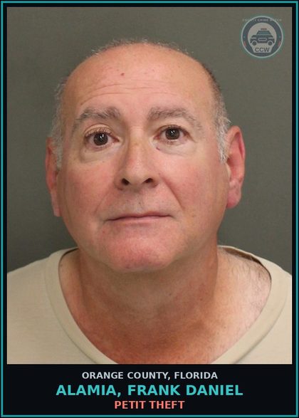 CCW arrest card for ALAMIA, FRANK DANIEL in Orange County: PETIT THEFT