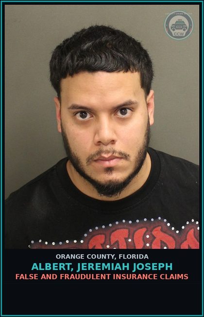 CCW arrest card for ALBERT, JEREMIAH JOSEPH in Orange County: DRIVE WITH SUSPENDED REVOKED LICENSE SUBSQ OFF