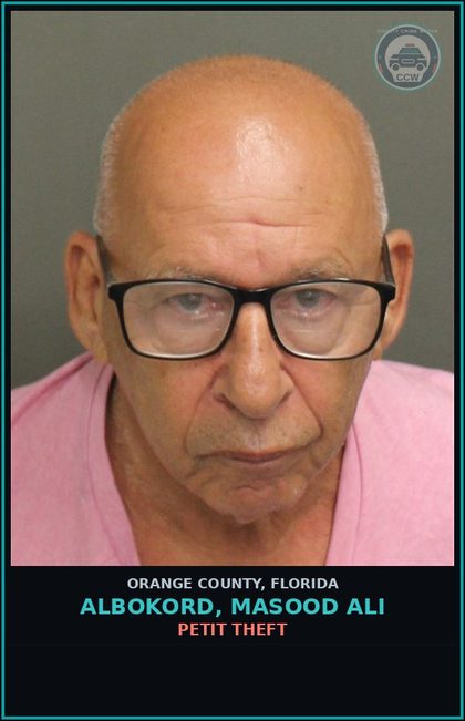 CCW arrest card for ALBOKORD, MASOOD ALI in Orange County: PETIT THEFT