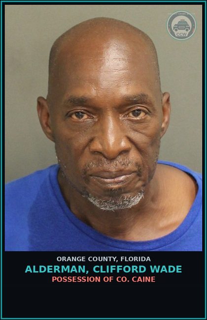 CCW arrest card for ALDERMAN, CLIFFORD WADE in Orange County: POSSESSION OF COCAINE