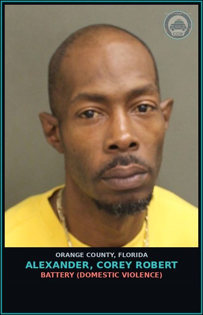 CCW arrest card for ALEXANDER, COREY ROBERT in Orange County: BATTERY (DOMESTIC VIOLENCE)