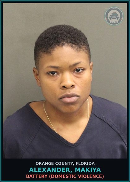 CCW arrest card for ALEXANDER, MAKIYA in Orange County: BATTERY (DOMESTIC VIOLENCE)