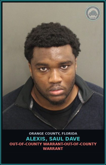 CCW arrest card for ALEXIS, SAUL DAVE in Orange County: OUT-OF-COUNTY WARRANT-OUT-OF-COUNTY WARRANT