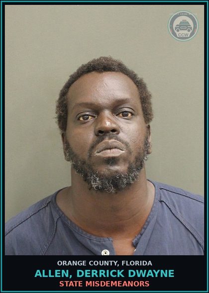 CCW arrest card for ALLEN, DERRICK DWAYNE in Orange County: CAMPING PROHIBITED; EXCEPTIONS