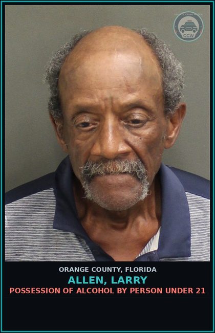 CCW arrest card for ALLEN, LARRY in Orange County: ALCOHOLIC BEVERAGES, OPEN CONTAINERS