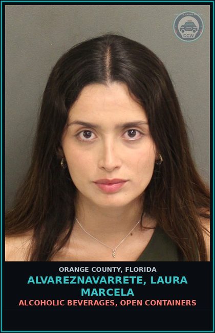 CCW arrest card for ALVAREZNAVARRETE, LAURA MARCELA in Orange County: ALCOHOLIC BEVERAGES, OPEN CONTAINERS
