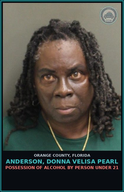 CCW arrest card for ANDERSON, DONNA VELISA PEARL in Orange County: CONTEMPT OF COURT-VIOL INJUNCTION STALKING