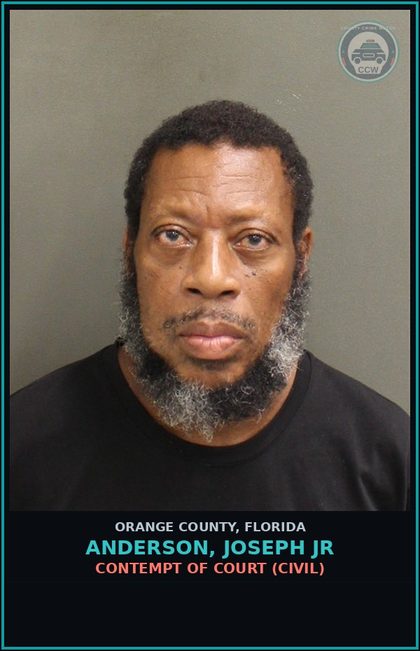 CCW arrest card for ANDERSON, JOSEPH JR in Orange County: CONTEMPT OF COURT (CIVIL)