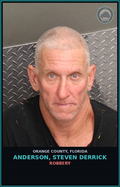 CCW arrest card for ANDERSON, STEVEN DERRICK in Orange County: ROBBERY