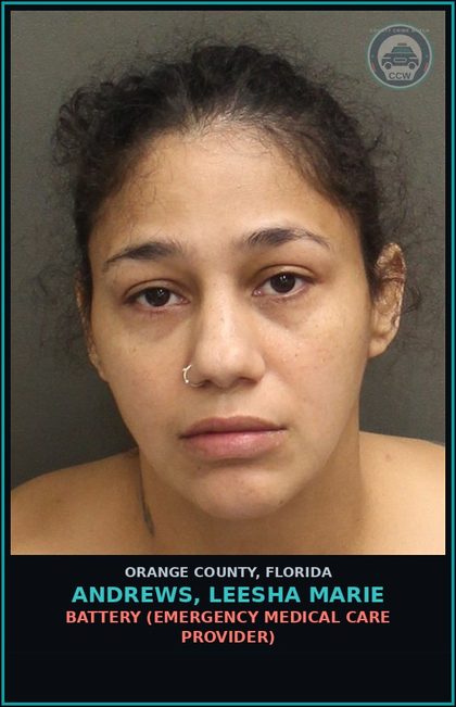 CCW arrest card for ANDREWS, LEESHA MARIE in Orange County: BATTERY (EMERGENCY MEDICAL CARE PROVIDER)