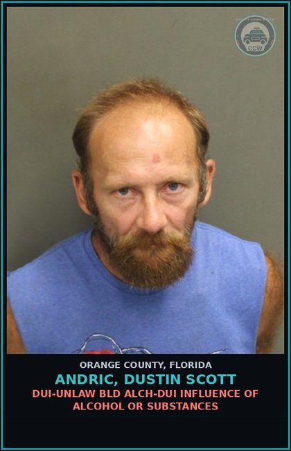 CCW arrest card for ANDRIC, DUSTIN SCOTT in Orange County: FAILURE OF DEFENDANT TO APPEAR