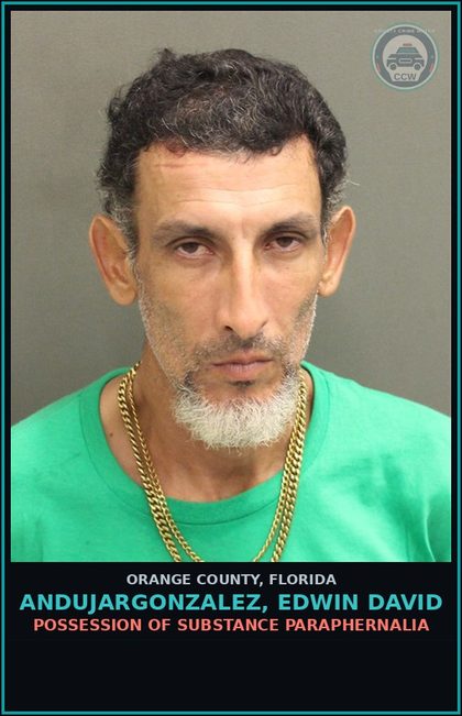 CCW arrest card for ANDUJARGONZALEZ, EDWIN DAVID in Orange County: POSSESSION OF DRUG PARAPHERNALIA
