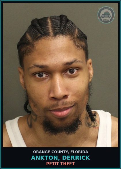 CCW arrest card for ANKTON, DERRICK in Orange County: PETIT THEFT