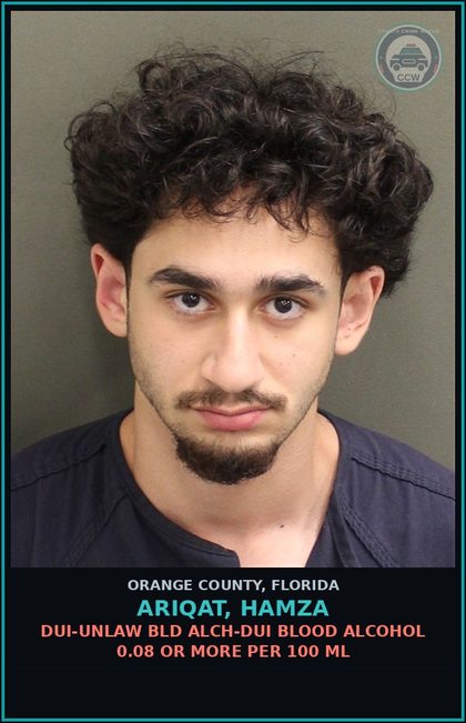CCW arrest card for ARIQAT, HAMZA in Orange County: RESISTING OFFICER WITHOUT VIOLENCE