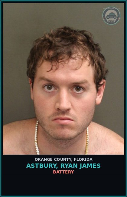 CCW arrest card for ASTBURY, RYAN JAMES in Orange County: TRESPASS IN STRUCTURE