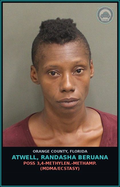 CCW arrest card for ATWELL, RANDASHA BERUANA in Orange County: POSS 3,4-METHYLEN.-METHAMP. (MDMA/ECSTASY)