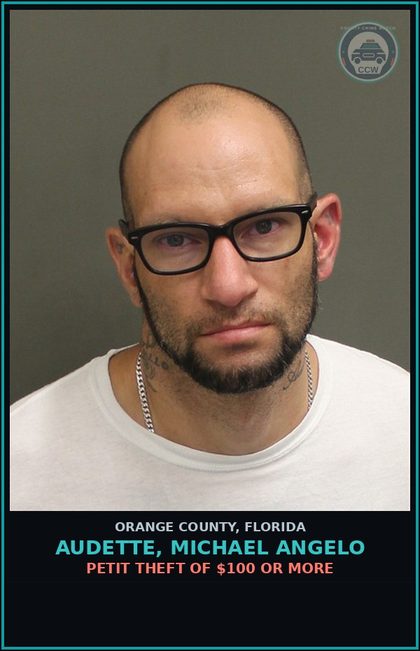 CCW arrest card for AUDETTE, MICHAEL ANGELO in Orange County: DRIVING WHILE LICENSE REVOKED AS HAB. OFF.