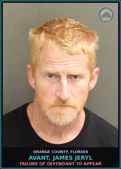 CCW arrest card for AVANT, JAMES JERYL in Orange County: FAILURE OF DEFENDANT TO APPEAR
