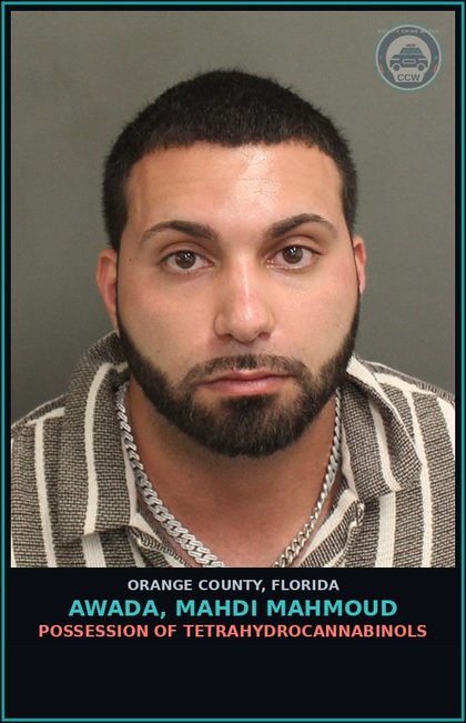 CCW arrest card for AWADA, MAHDI MAHMOUD in Orange County: POSSESSION OF TETRAHYDROCANNABINOLS