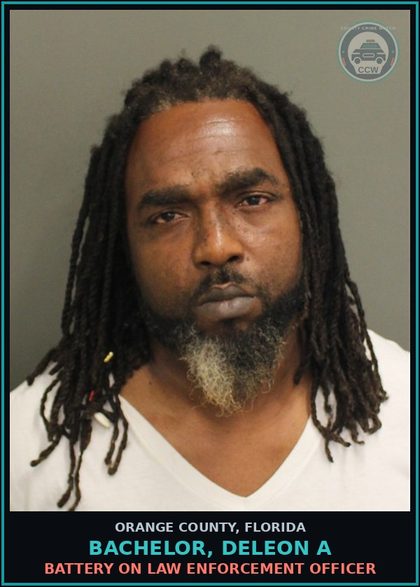 CCW arrest card for BACHELOR, DELEON A in Orange County: RESISTING OFFICER WITH VIOLENCE