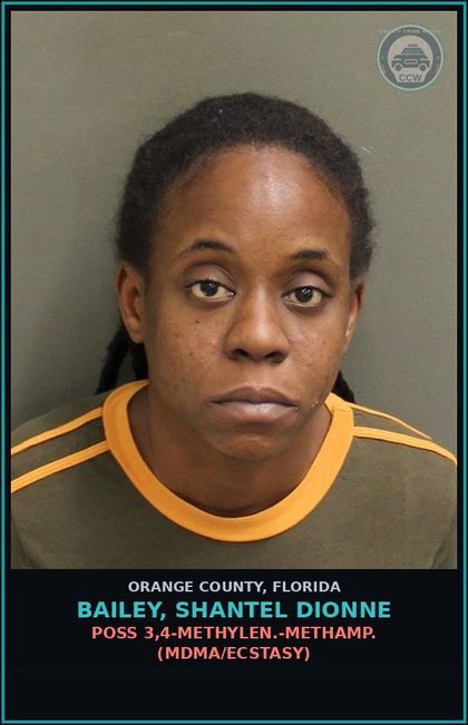 CCW arrest card for BAILEY, SHANTEL DIONNE in Orange County: POSSESS OF Canna LESS THAN 20 GRAMS