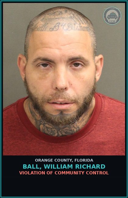 CCW arrest card for BALL, WILLIAM RICHARD in Orange County: VIOLATION OF COMMUNITY CONTROL