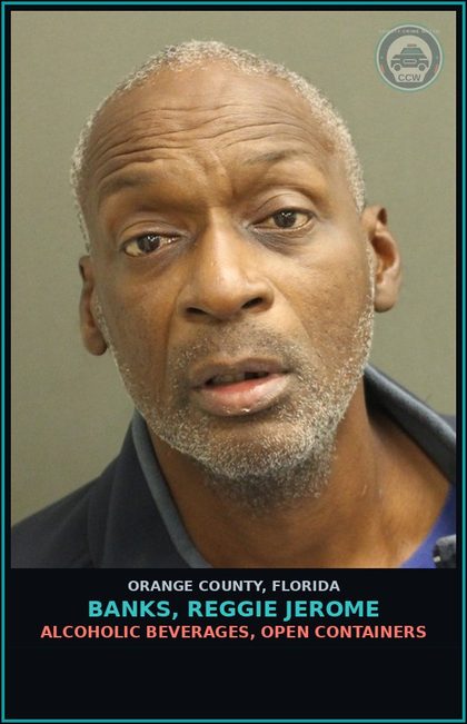 CCW arrest card for BANKS, REGGIE JEROME in Orange County: ALCOHOLIC BEVERAGES, OPEN CONTAINERS