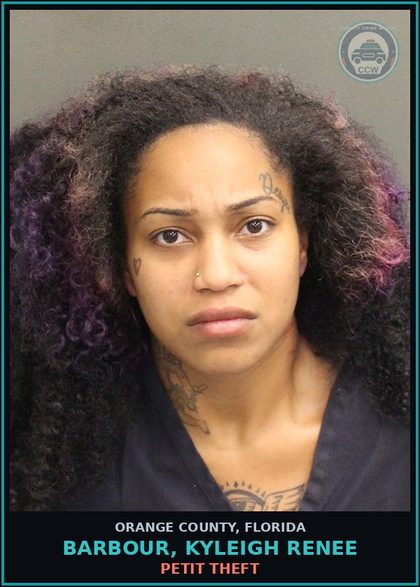 CCW arrest card for BARBOUR, KYLEIGH RENEE in Orange County: PETIT THEFT