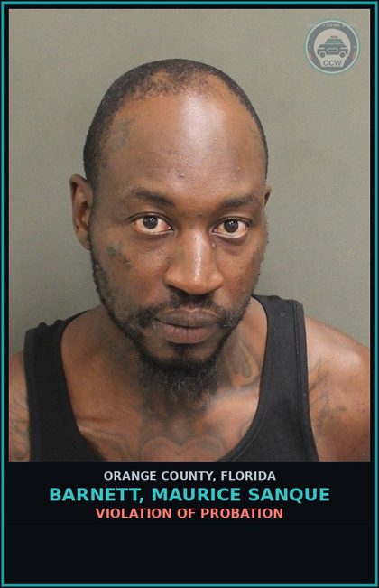 CCW arrest card for BARNETT, MAURICE SANQUE in Orange County: VIOLATION OF PROBATION
