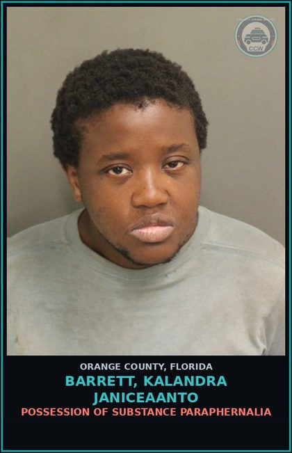 CCW arrest card for BARRETT, KALANDRA JANICEAANTO in Orange County: POSSESSION OF DRUG PARAPHERNALIA