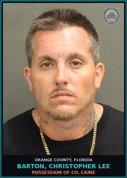 CCW arrest card for BARTON, CHRISTOPHER LEE in Orange County: POSSESSION OF COCAINE