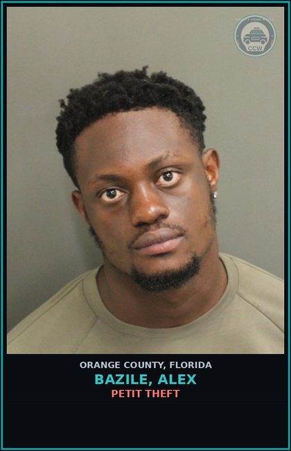 CCW arrest card for BAZILE, ALEX in Orange County: PETIT THEFT