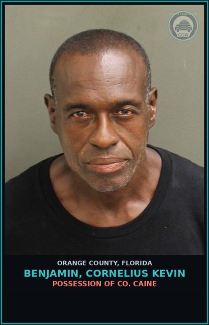 CCW arrest card for BENJAMIN, CORNELIUS KEVIN in Orange County: POSSESSION OF COCAINE