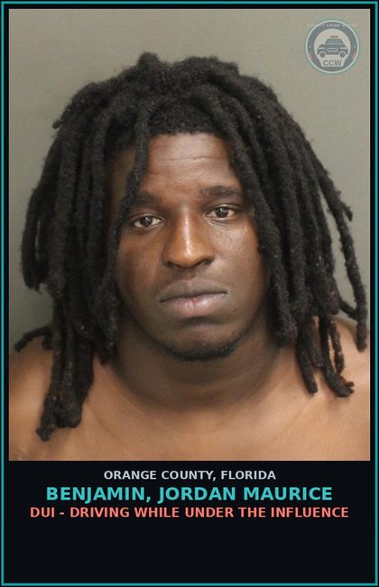 CCW arrest card for BENJAMIN, JORDAN MAURICE in Orange County: POSSESSION OF contr substance
